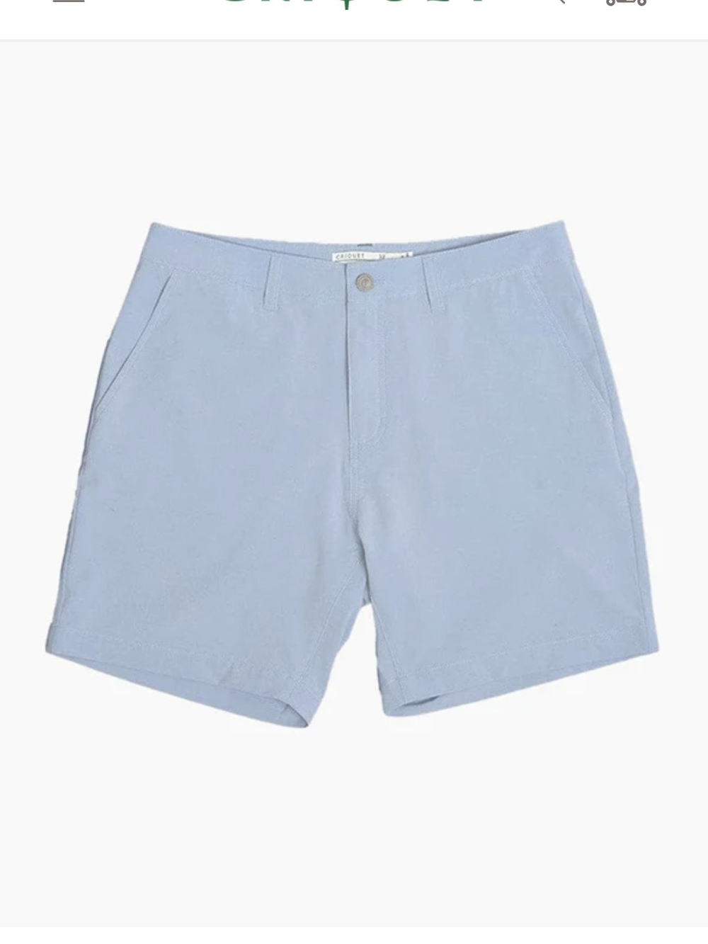 Criquet Anytime Mens Flat Front Performance Stretch Shorts 7" Light Blue Size 36